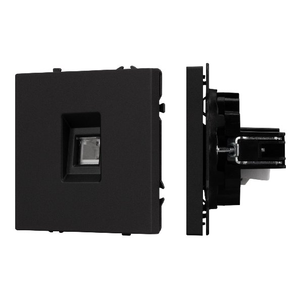 Механизм телефонной розетки SCT-NOBE-MTL1-SFPL-BK (RJ-11, 4C) (Arlight, Черный оникс)