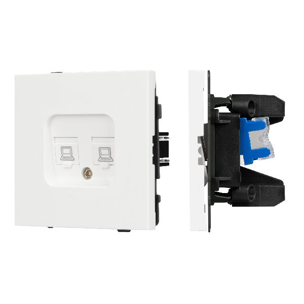 Механизм компьютерной розетки двойной SCT-TENDO-MPC2-SFPL-WH (RJ-45, CAT6) (Arlight, -)