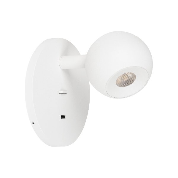 Светильник SP-OTTORI-WALL-CHARGE-6W Warm3000 (WH, 30 deg, 230V, USB-C) (Arlight, IP20 Металл, 3 года