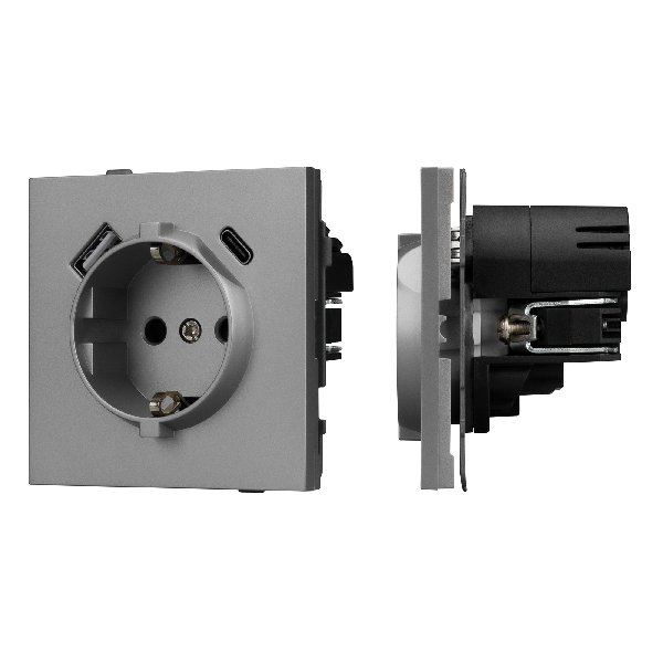 Механизм розетки с USB зарядкой SCT-TENDO-MUAC-PL-GR (230V, 16A) (Arlight, -)