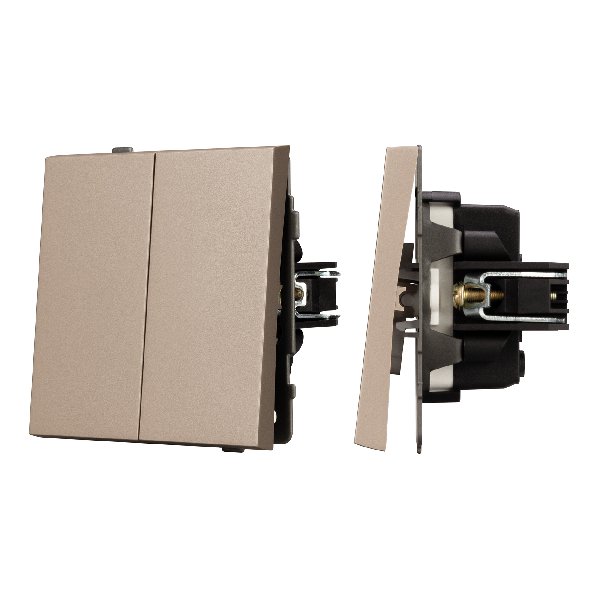 Механизм выключателя двухклавишный проходной SWT-TENDO-MKP2-PL-GD (230V, 10A) (Arlight, -)