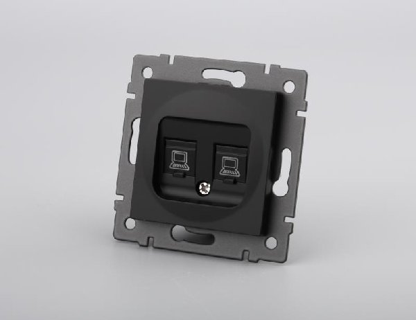 Механизм компьютерной розетки двойной SCT-MPC2-PL-BK-V (RJ-45, CAT6) (Arlight, -)