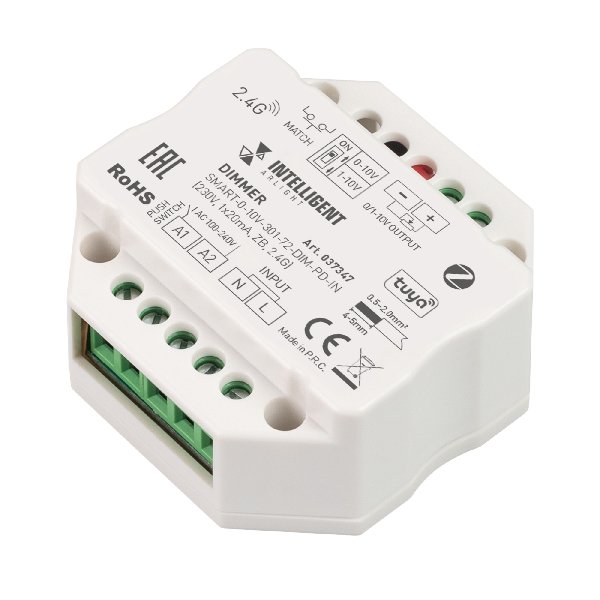 INTELLIGENT ARLIGHT Диммер SMART-0-10V-301-72-DIM-PD-IN (230V, 1x20mA, ZB, 2.4G) (IARL, IP20 Пластик