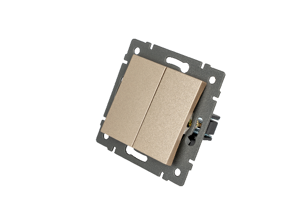 Механизм выключателя двухклавишный самовозвратный SWT-MKR2-PL-GD-V (250V, 10A) (Arlight, -)