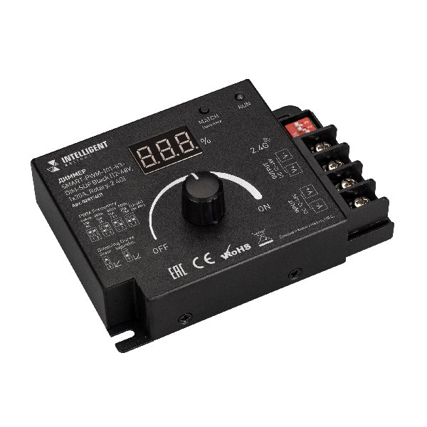 INTELLIGENT ARLIGHT Диммер SMART-PWM-101-83-DIM-SUF Black (12-48V, 1x20A, Rotary, 2.4G) (IARL, IP20 