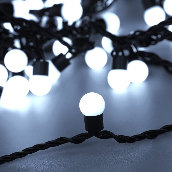 Светодиодная гирлянда ARD-BALL-CLASSIC-D17.5-20000-BLACK-200LED WHITE (230V, 14W) (Ardecoled, IP65)