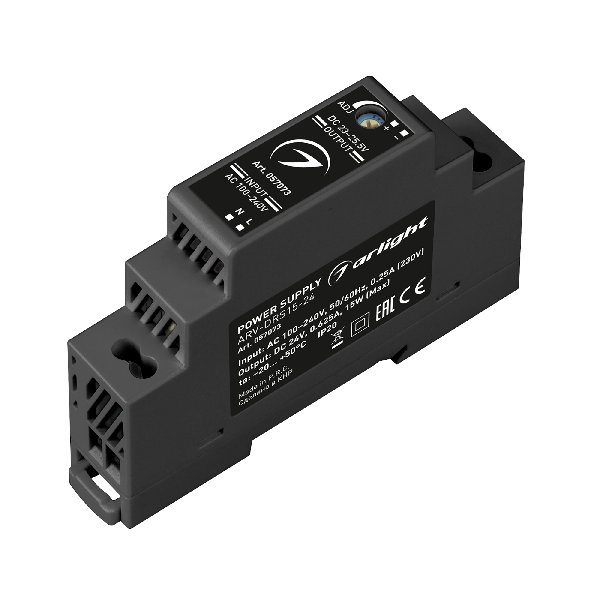 Блок питания ARV-DRS-15-24 (24V, 0.63A, 15W) (Arlight, IP20 DIN-рейка 5 лет)