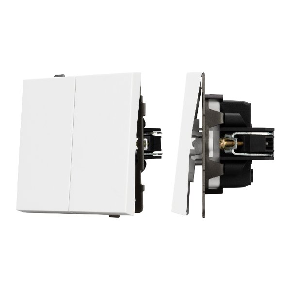 Механизм выключателя двухклавишный непроходной SWT-TENDO-MK02-PL-WH (230V, 10A) (Arlight, -)