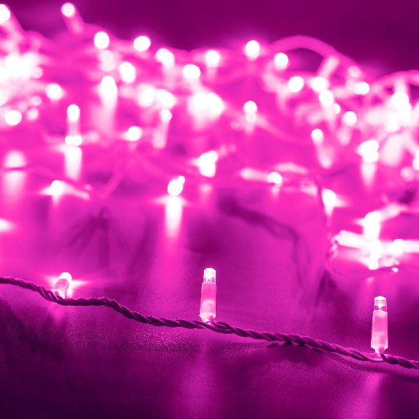 Светодиодная гирлянда ARD-STRING-CLASSIC-10000-WHITE-100LED-FLASH PINK (230V, 7W) (Ardecoled, IP65, 