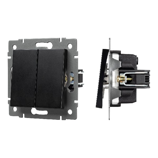 Механизм выключателя двухклавишный непроходной SWT-MK02-PL-BK-V (250V, 10A) (Arlight, -)