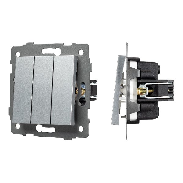 Механизм выключателя трехклавишный непроходной SWT-MK03-PL-GR-V (250V, 10A) (Arlight, -)