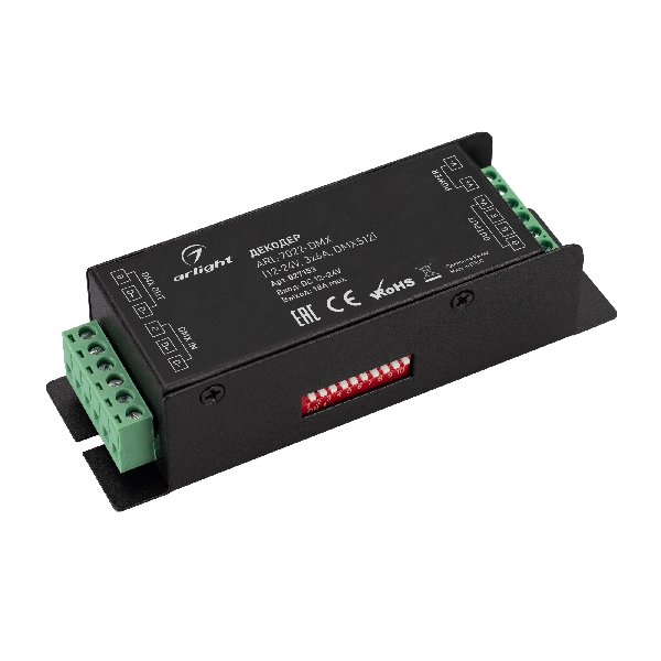 Декодер ARL-7022-DMX (12-24V, 3x6A, DMX512) (Arlight, IP20 Металл, 3 года)