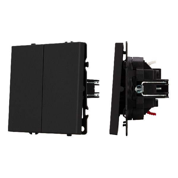 Механизм выключателя двухклавишный непроходной SWT-NOBE-MK02-SFPL-BK (230V, 10A) (Arlight, -)