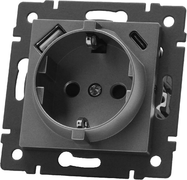 Механизм розетки с USB зарядкой SCT-MUAC-PL-GR-V (250V, 16A) (Arlight, -)