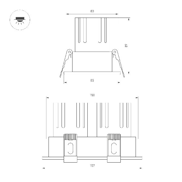 Светильник MS-FLOW-BUILT-S157x85-2x6W Warm3000 (WH, 38 deg, 230V) (Arlight, IP20 Металл, 5 лет)