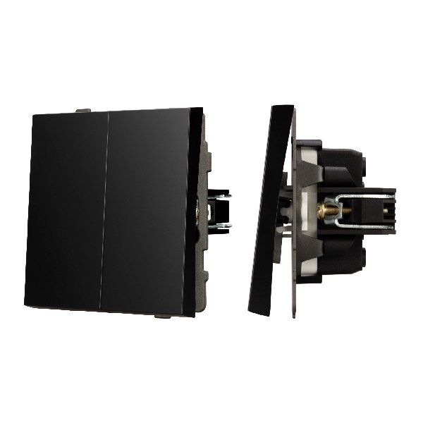 Механизм выключателя двухклавишный проходной SWT-TENDO-MKP2-PL-BK (230V, 10A) (Arlight, -)