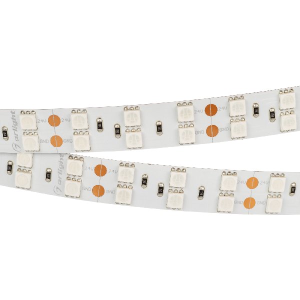 Лента RT 2-5000 24V Green 2x2 (5060, 600 LED, LUX) (Arlight, 28.8 Вт/м, IP20)