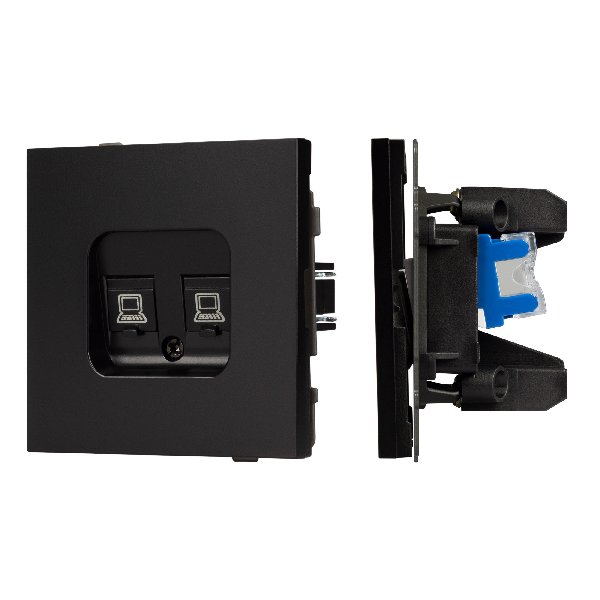 Механизм компьютерной розетки двойной SCT-TENDO-MPC2-PL-BK (RJ-45, CAT6) (Arlight, -)