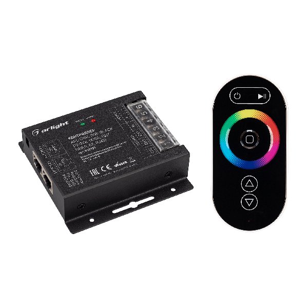 Контроллер ARL-OVAL-RGB Black (12-24V, 3x10A, ПДУ Овал, RF, RJ45) (Arlight, IP20 Металл, 3 года)